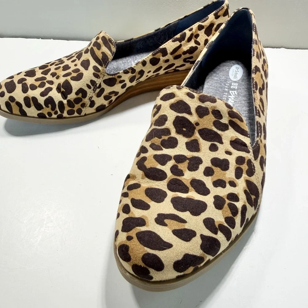 Dr. Scholl's Leopard Print Slip-On Flats in Tan and Black